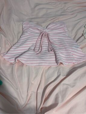 Pink Striped Strapless Shirt